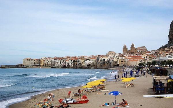 Cefalù Beach in Cefalù, Sicily, Italy