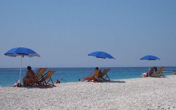 Dhërmi Beach in Albanian Riviera, Albania