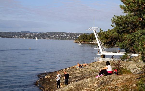 Ingierstrand in Oslofjord, Nordre Follo, Norway