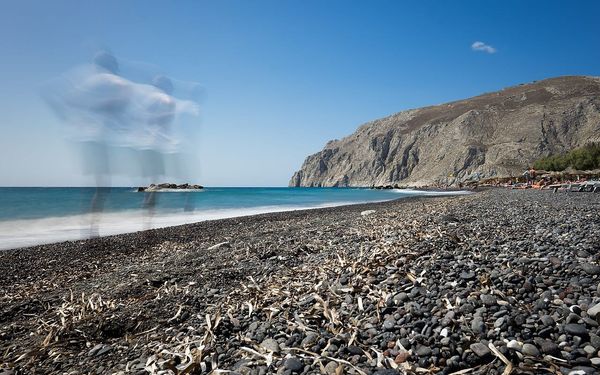 Kamari Beach in Santorini, Greece