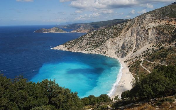 Myrtos Beach in Kefalonia, Greece