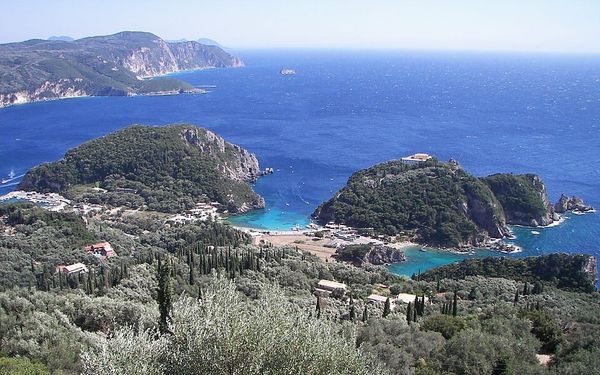 Paleokastritsa Beach in Corfu, Ionian, Greece