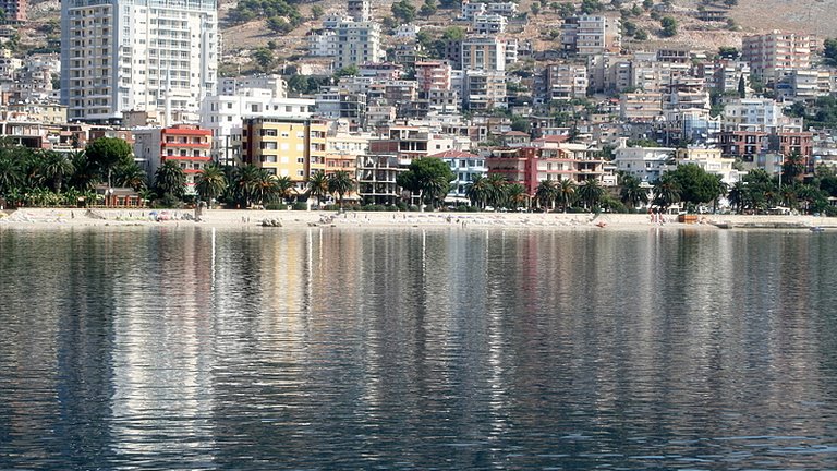 Sarandë City Beach in Vlorë County (Sarandë), Albania
