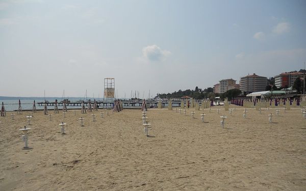 Portorož Beach in Portorož, Slovene Istria, Slovenia