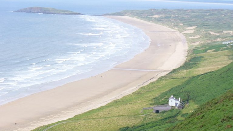 Rhossili Bay in Wales (Gower Peninsula), United Kingdom