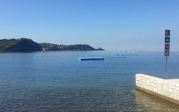 Strunjan Beach in Strunjan, Slovenian Istria, Slovenia