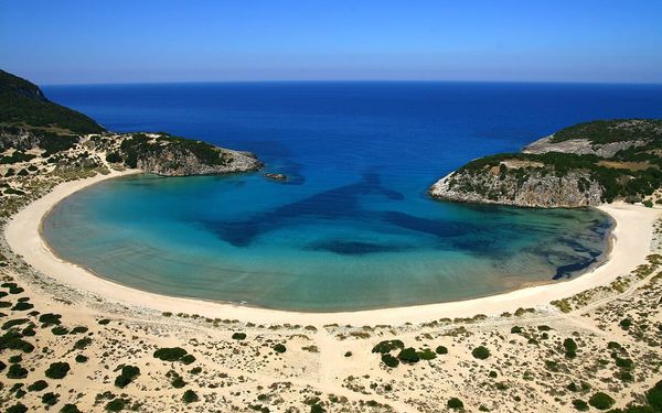 Voidokilia Beach in Pylos, Peloponnese, Greece