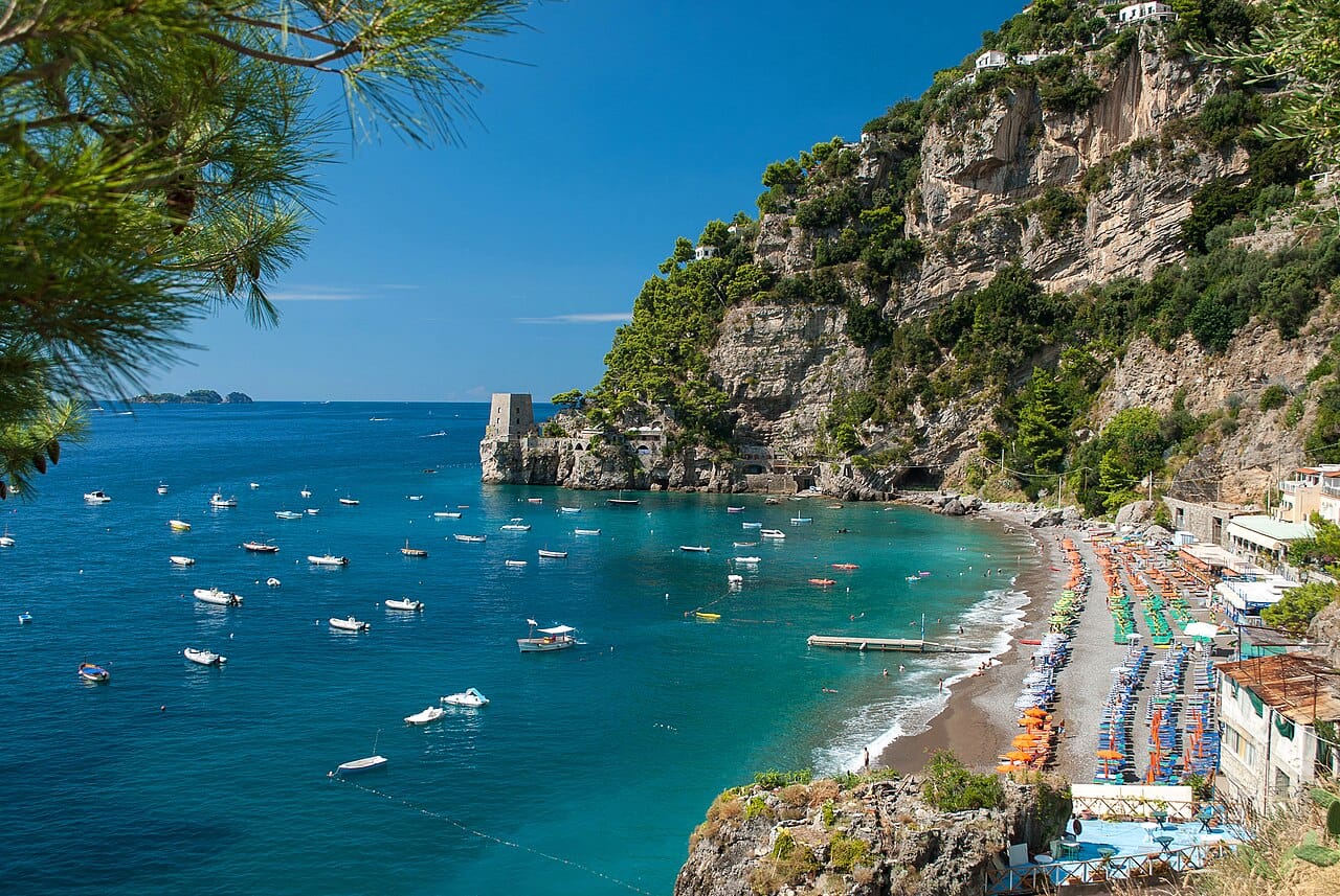 Fornillo Beach in Positano, Amalfi Coast, Italy