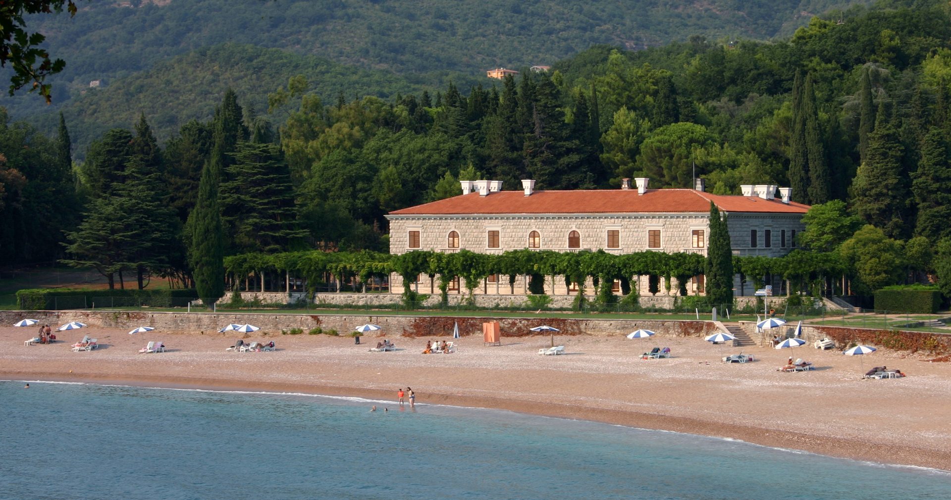 Miločer Beach (King's Beach) in Budva (Sveti Stefan), Montenegro