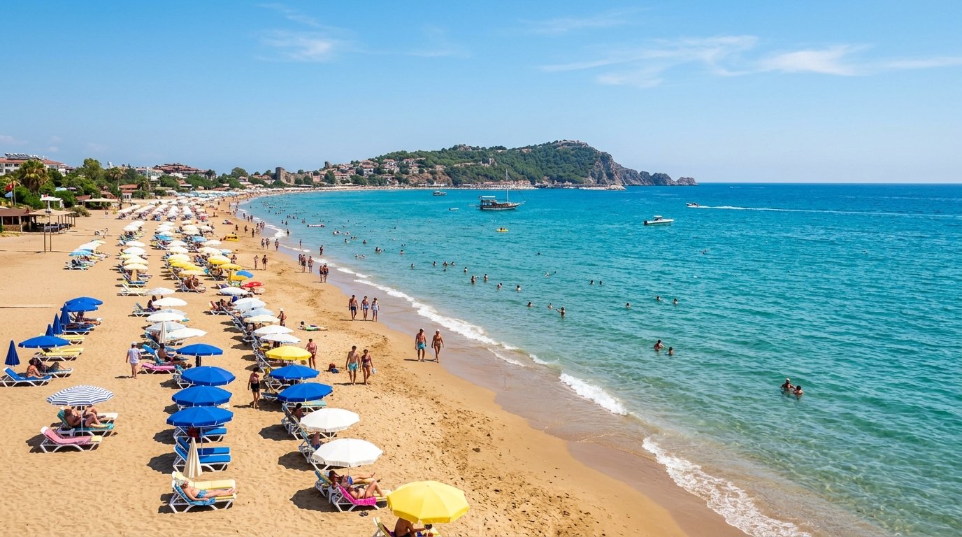 Side Kumköy Beach in Side, Antalya, Turkey